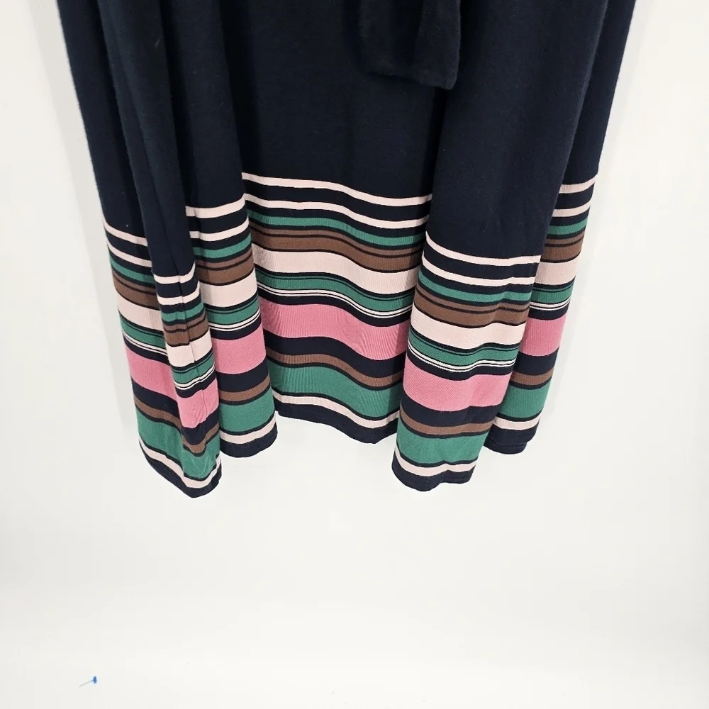 J Jill Sleeveless Jersey Knit Belted Maxi Dress Navy Blue Preppy Nautical Size M